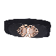  Women Elastic Waist Belts Vintage Metal Rhinestone Retro Clasp Cinch Buckle Dress Belt Stretch Waistband