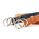  Women′s Fashion Double Circle Buckle PU Belt