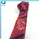  Navy Blue and Khaki Microfiber Striped Ties School Logo Embroidered Custom Tie