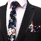 Floral Skinny Casual Necktie Cotton Handkerchief Slim Tie Set