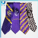  Pure Handmade Royal Blue Satin Fabric Jacquard Logo Ties, Custom School University Logo Striped Men′ S Tie