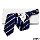 in Stock Striped Navy Blue Tie