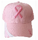Wholesale Custom 100% Cotton Adjustable Curved Baseball Style 6-Panel Cap with Pink Ribbon Logo