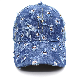  Custom Light Blue Plain Distressed Blank Denim Baseball Cap