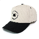  Custom 5-Panel Cotton Fabric Black and White Color Contrast Dark Green Brim Outdoor Shade Baseball Cap