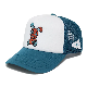 Factory Wholesale Direct Sales 5 Panel Foam Mesh Embroidery Pattern Blue and White New Trend Fashion Trucker Cap