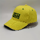 100% Polyester Yellow Baseball Cap Six Panel Hat with Flat Embroidery Logo