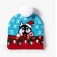  Knitted Pompoms Custom Winter Jacquard Logo Beanie Hats with LED Light