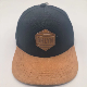  Summer Hat Polyester Black 6-Piece Baseball Cap with Brown Visor