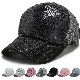  Glitzy Sequin Trim Unique Baseball Cap Polyester Breathable Baseball Cap