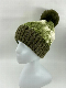  Tie Dying Knitted Beanie Hat with Fake Fur Pompon