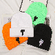  Knitted Hat Men Oversize Head Rolled Edge Around Embroidery Pullover Cold Hat