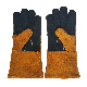  Brown Cow Split Reinforced Black Palm with Thum Welding Gloves