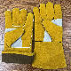 Yellow Palm Double Cow Split Leather Sewed PU Leather Liner Welding Gloves