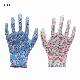  Custom Logo Waterproof Anti Slip Knitted Wrist Labor Work Gloves Pink Polyester Liner Women Nitrile Coated Gardening Sfety Gloves