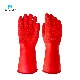  En374 En388 Anti Slip Mechanical Chemical Protective Red Natural Latex Rubber Glove with Wrinkle Palm