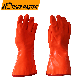  Custom Logo Oil Acid Resistant Waterproof Anti Slip Fluorescent Orange PVC Gloves Keep Warm Winter Cold Storage Working Safety Gloves PVC
