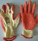 Best Price 10g Yellow Polyester and Cotton Latex Coated Gloves Cotton Green Latex Crinkle Gloves manufacturer