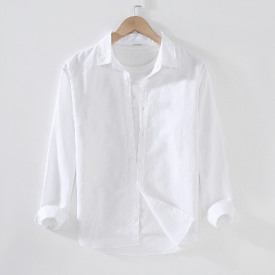 Latest Blue Linen Causal Men′s Linen/Cotton White Woven Shirts