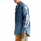 Classic Jeans Pocket Shirts Screen Printing Sleeves Patch Logos Denim Shirt manufacturer
