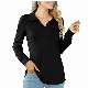 V Neck Collared Tops Casual Long Sleeve Women′ S Polo Shirt manufacturer