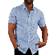 Custom Men′s Casual Summer Button Down Linen Shirts Short Sleeve Cotton Beach Tops with Pocket for Men manufacturer