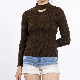 Custom High O Neck Hollow out Knit Ribbed Hem Long Sleeve Women Sweater Shirts manufacturer
