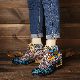 Genuine Leather Flower Ankle Boots Handmade Embroidered Floral Shoes manufacturer