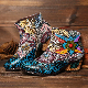 Women′ S Handmade Leather Boots Flower Pattern Retro Shoes manufacturer