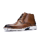 Lace-up Man Sneaker Leather Derby Casual Rubber Sole High-Top Shoes