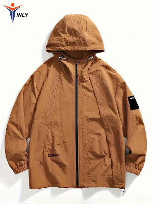 Custom Windbreaker Hooded Jacket Men′s Casual Zip up Windproof Jacket