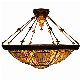 Large Tiffany Ceiling Lamp Stained Glass Pendant Light for Hotel Lobby