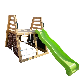 Wooden Playground Slide Set with Climbing Rope and Swing for Kids manufacturer